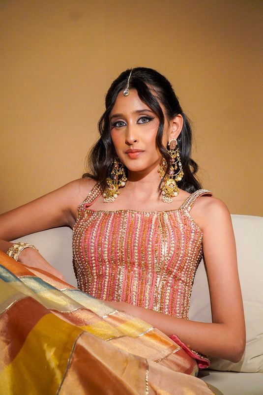 Solea Tissue Lehenga with Corset and Dupatta