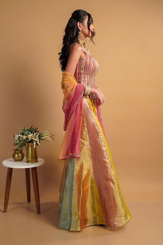 Solea Tissue Palazzo with Corset and Dupatta