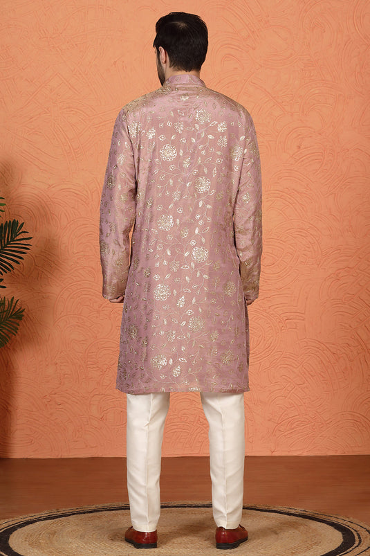 Son Zar Embroidered Kurta with  Back Elastic Pants And Dupatta