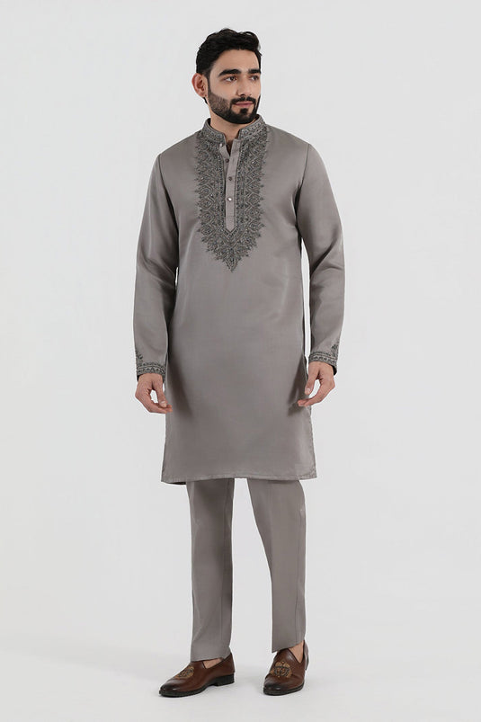 Steel Grey Opulence Kurta Set