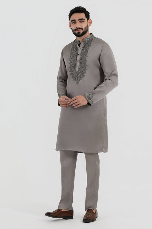 Steel Grey Opulence Kurta Set