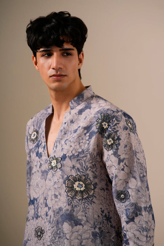 Stone Blue Garden Kurta Set
