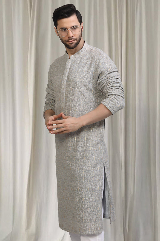 Swarna Utsav All Over  Embroidered Kurta With Back Elastic Pants