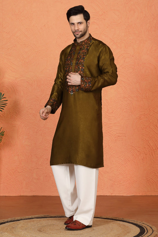 Swarna Utsav All Over  Embroidered Kurta with Back Elastic Pants