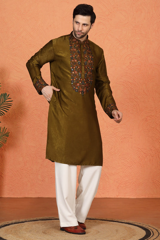 Swarna Utsav All Over  Embroidered Kurta with Back Elastic Pants
