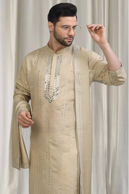 Tyohaar Mirror Embroidered Detail Kurta Set With Dupatta And Pants