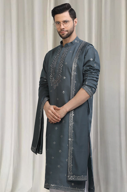 Tyohaar Mirror Embroidered Detail Kurta Set With Dupatta And Pants