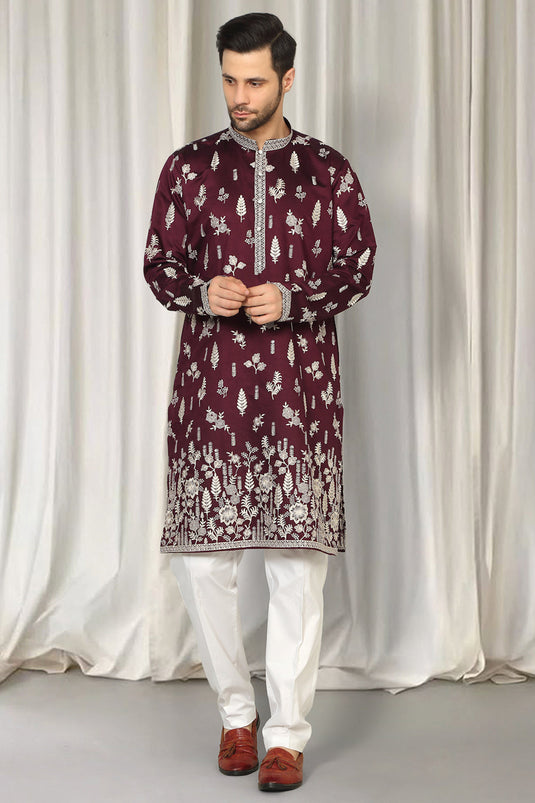 Upwan  Embroidered Kurta Back Elastic Pants