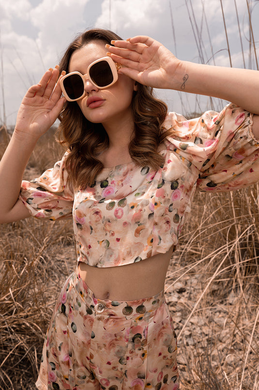 Whispering Pastels Crop Top And Shorts Co-Ord