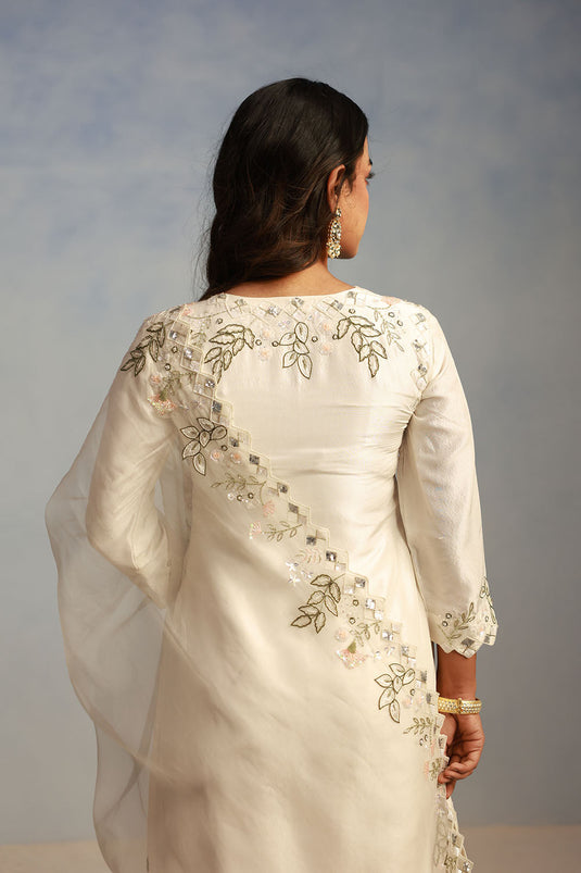 White Cutwork Embroidered Kurta Set