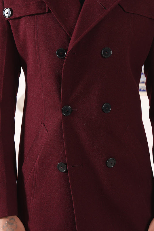Wine Double Breast Overcoat