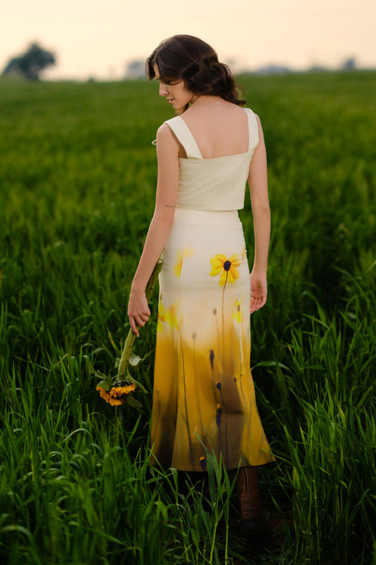 Yellow Meadow Corset Crop Top