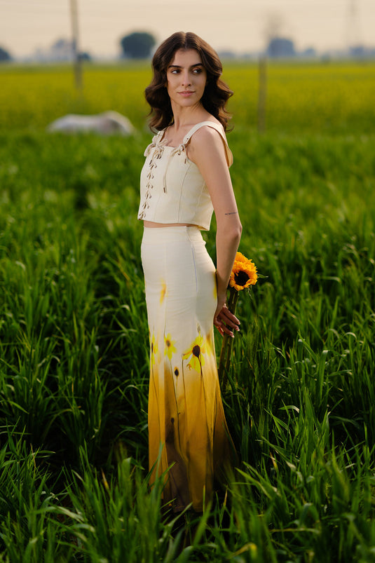 Yellow Meadow Corset Crop Top