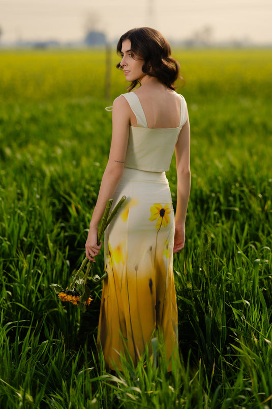 Yellow Meadow Corset Crop Top