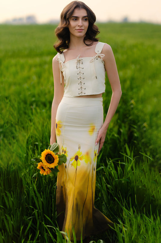 Yellow Meadow Corset Crop Top