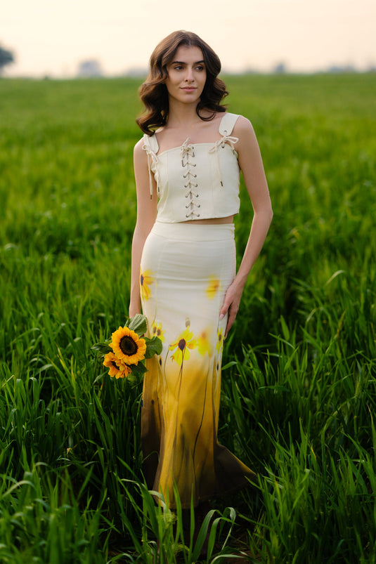Yellow Meadow Corset Crop Top