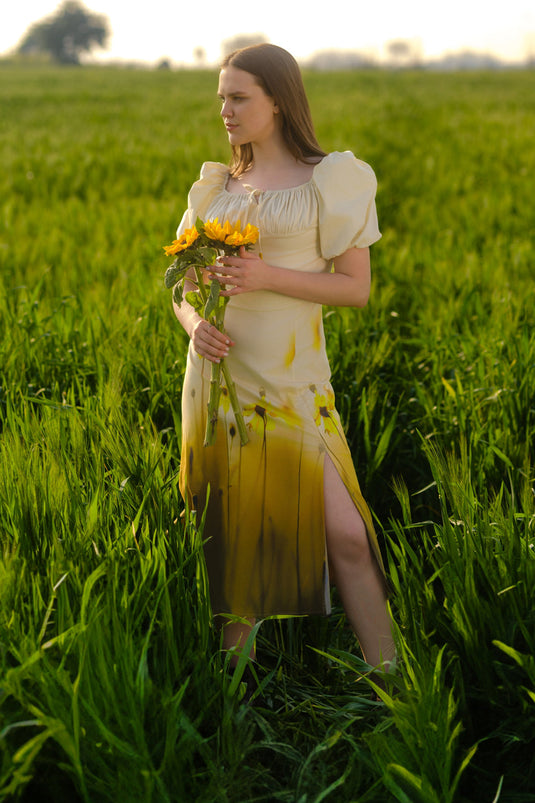 Yellow Meadow Midi Dress